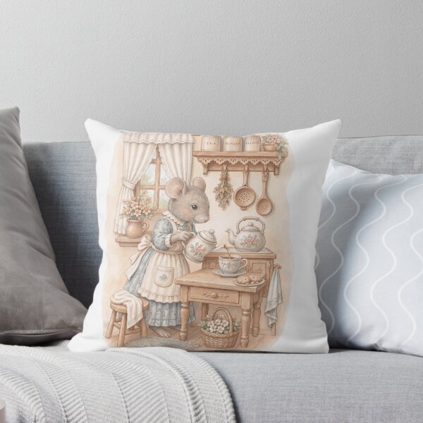 Item preview, Cottagecore Mouse Having Tea designed and sold by WHConwayDesigns.