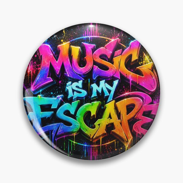 Item preview, Music Is My Escape – Neon Graffiti Quote designed and sold by RH Design Lab.