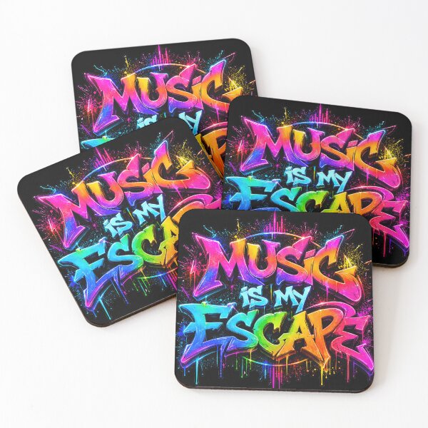 Item preview, Music Is My Escape – Neon Graffiti Quote designed and sold by RH Design Lab.