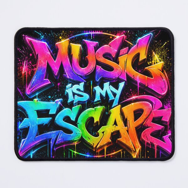 Item preview, Music Is My Escape – Neon Graffiti Quote designed and sold by RH Design Lab.