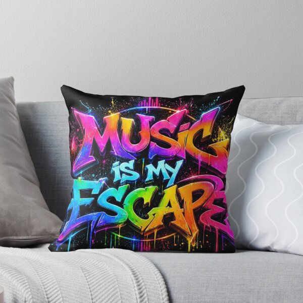 Item preview, Music Is My Escape – Neon Graffiti Quote designed and sold by RH Design Lab.