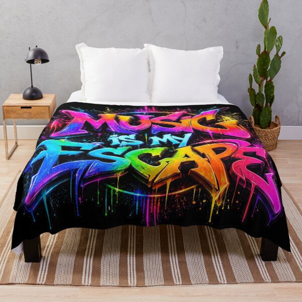 Item preview, Music Is My Escape – Neon Graffiti Quote designed and sold by RH Design Lab.