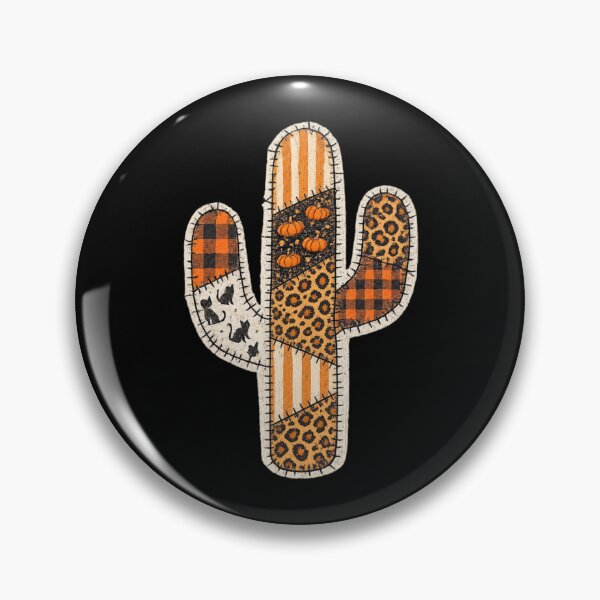 Item preview, Halloween Patchwork Cactus - Spooky Southwest Quilt Art designed and sold by SpookyShadesLab.