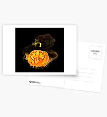 Halloween pumpkin glowing Art Postcards