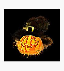 Halloween pumpkin glowing Art Photographic Print