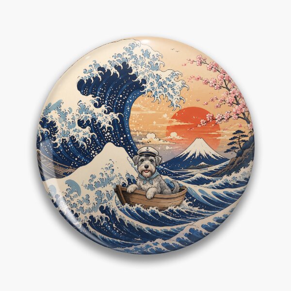 Item preview, Funny Schnoodle Captain Japanese Kanagawa Wave Japan Boat Mom Dad Kids designed and sold by FurryHavenPH.