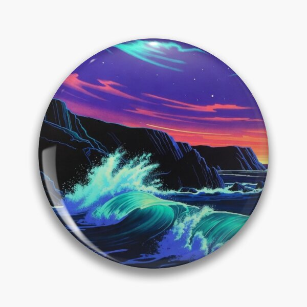 Item preview, Neon Synthwave Ocean Wave - Retro Abstract Seascape Art designed and sold by Nexus Space.