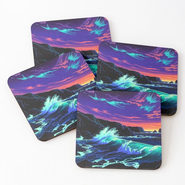 Item preview, Neon Synthwave Ocean Wave - Retro Abstract Seascape Art designed and sold by Nexus Space.