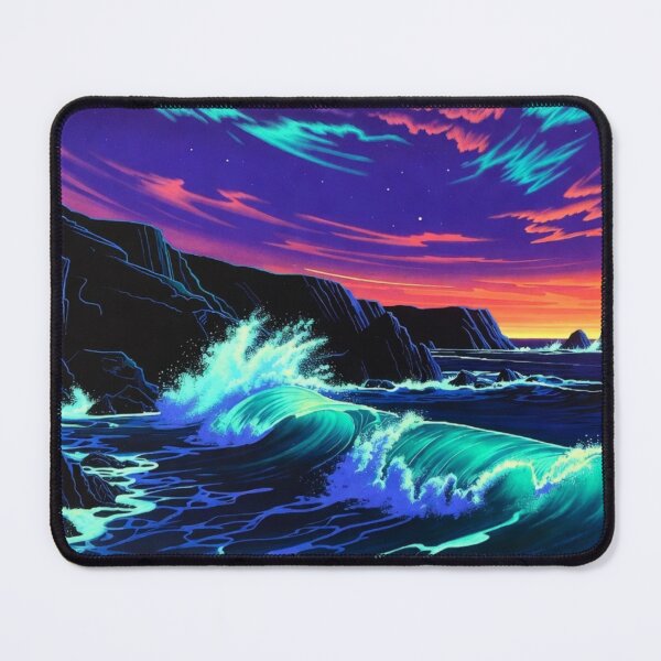 Item preview, Neon Synthwave Ocean Wave - Retro Abstract Seascape Art designed and sold by Nexus Space.