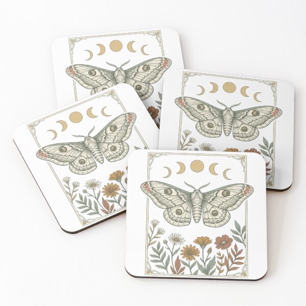 Item preview, Vintage Cottagecore Moth and Moon Phases Floral designed and sold by Emerald Deep.