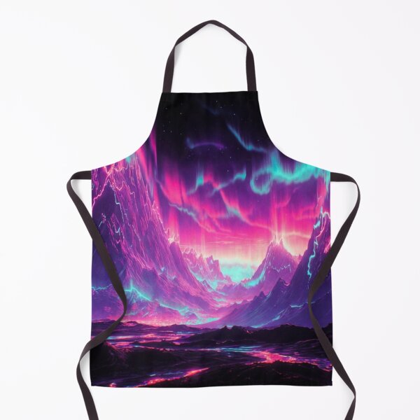 Item preview, Neon Northern Lights Mountain - Cosmic Synthwave Landscape designed and sold by Nexus Space.