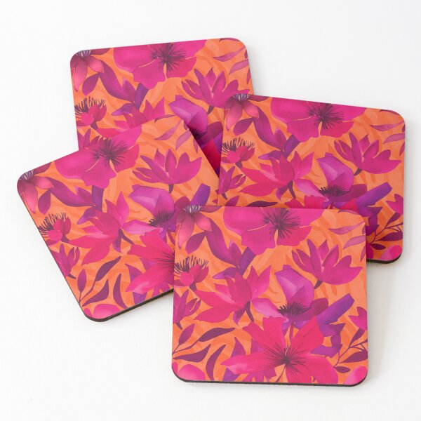 Item preview, Bold Tropical Blooms Jungle Reverie Pink Orange designed and sold by artsandsoul.