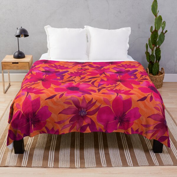 Item preview, Bold Tropical Blooms Jungle Reverie Pink Orange designed and sold by artsandsoul.