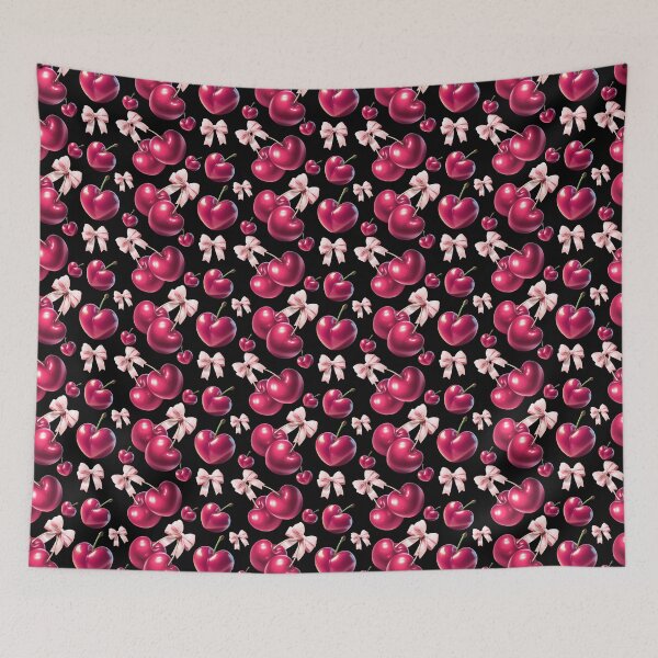 Item preview, Coquette Cherry Pattern Pink Bow Aesthetic Soft Girl Tshirt designed and sold by HopeAndHustle.