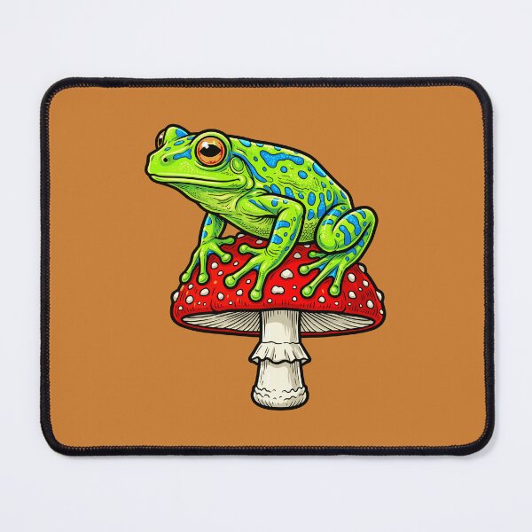 Item preview, Blue Spotted Tree Frog on Red Toadstool designed and sold by AbderraimArt.