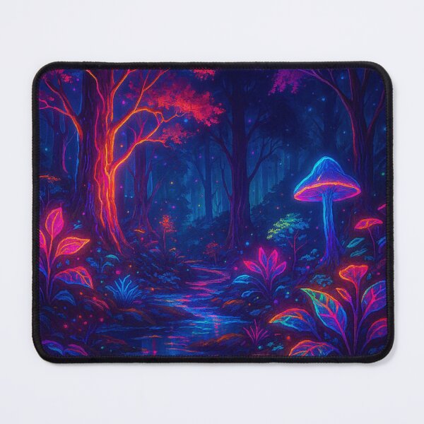 Item preview, Neon Enchanted Forest Path - Psychedelic Mushroom Nature Art designed and sold by Nexus Space.