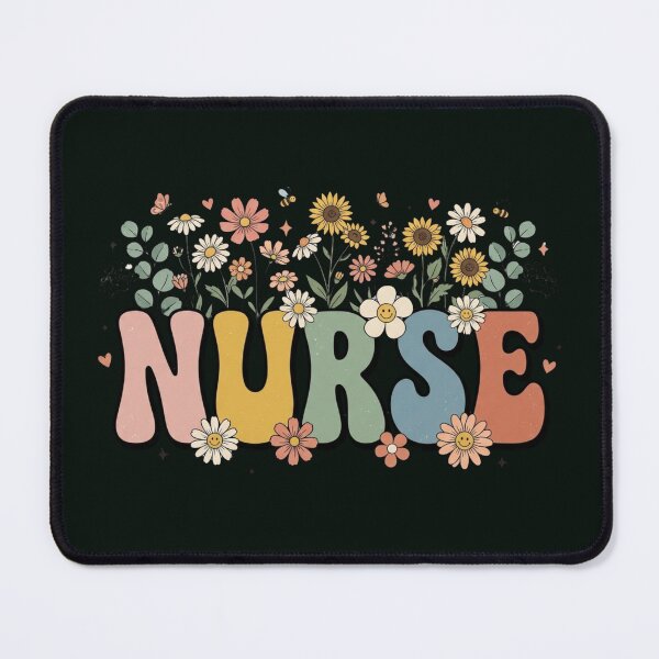 Item preview, Retro Groovy Nurse Wildflower Garden Aesthetic Medical Apparel designed and sold by PACS0011.