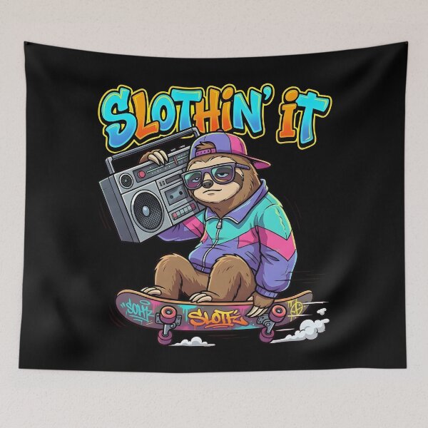 Item preview, Slothin It Retro Rad Skater designed and sold by SillyPawsStudio.