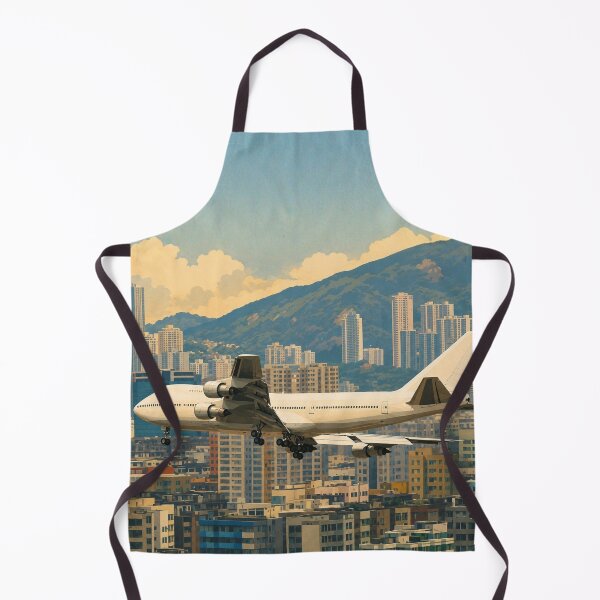 Item preview, Wide-Body Four-Engine Passenger Airplane Flying Over Modern City Skyline Illustration designed and sold by EMairplanes.