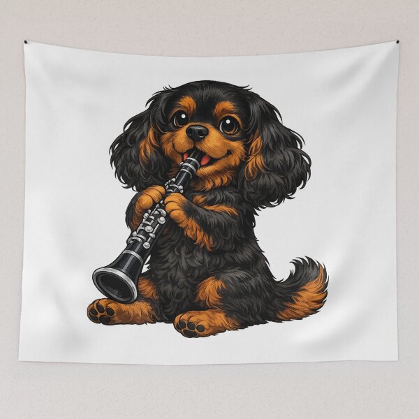Item preview, Clarinet playing Black and Tan Cavalier designed and sold by SpottyRainbow.