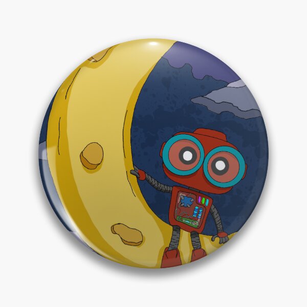 Item preview, Cute Robot on the Moon – Whimsical Space Adventure Illustration designed and sold by Bob Verso Studio.