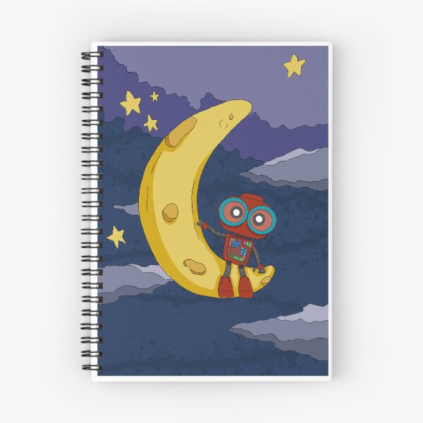 Item preview, Cute Robot on the Moon – Whimsical Space Adventure Illustration designed and sold by Bob Verso Studio.