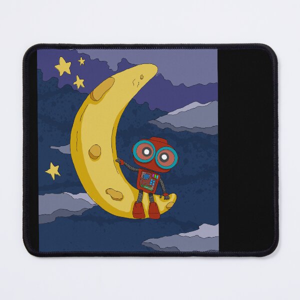 Item preview, Cute Robot on the Moon – Whimsical Space Adventure Illustration designed and sold by Bob Verso Studio.