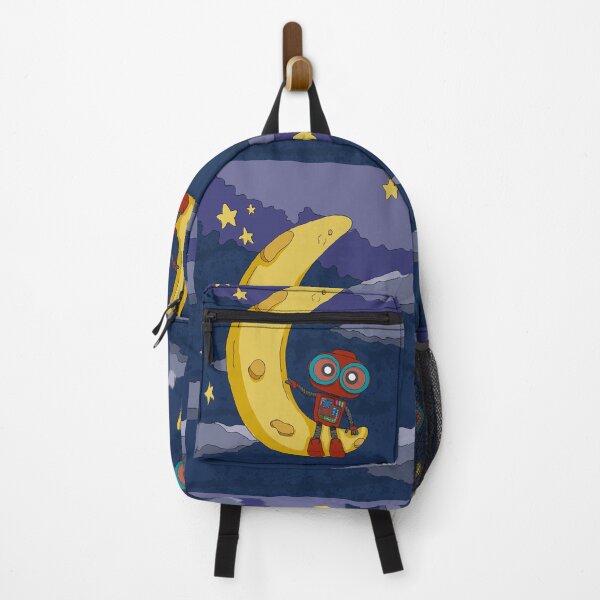 Item preview, Cute Robot on the Moon – Whimsical Space Adventure Illustration designed and sold by Bob Verso Studio.
