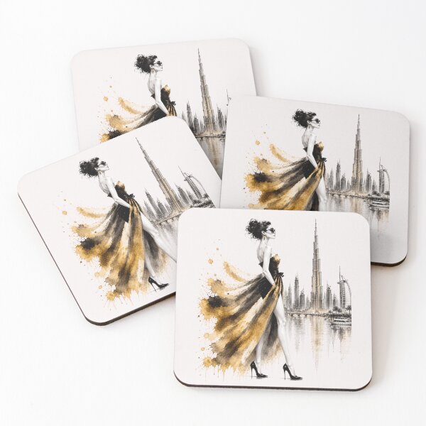 Item preview, Elegant fashion woman in Dubai – Luxury Fashion Watercolor Art. Gold. designed and sold by NewtBoo.