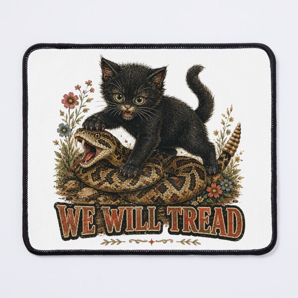 Item preview, We Will Tread Black Kitten Rattlesnake Design designed and sold by VHSmeow.