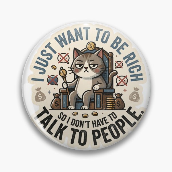 Item preview, I Just Want To Be Rich - Introvert Cat Vintage Typography designed and sold by 0Zetgest.