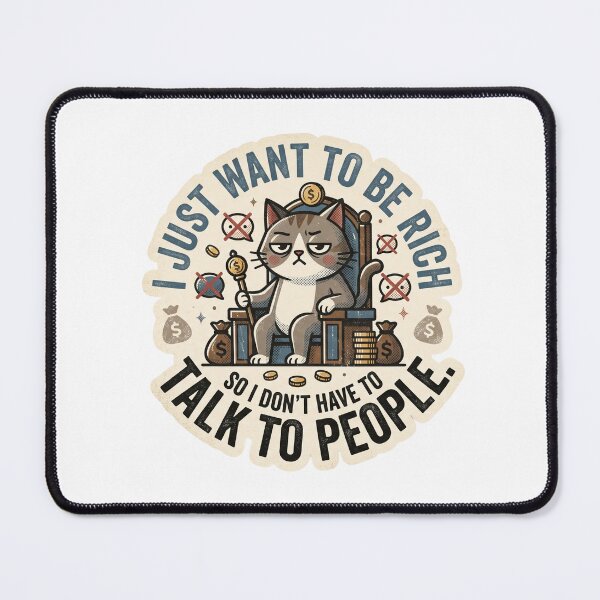 Item preview, I Just Want To Be Rich - Introvert Cat Vintage Typography designed and sold by 0Zetgest.