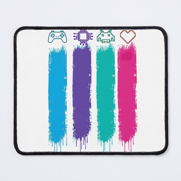 Item preview, Geek Icons Brush Strokes – Gamer, Pixel Alien, Tech Chip & Retro Heart designed and sold by PixelRageStudio.
