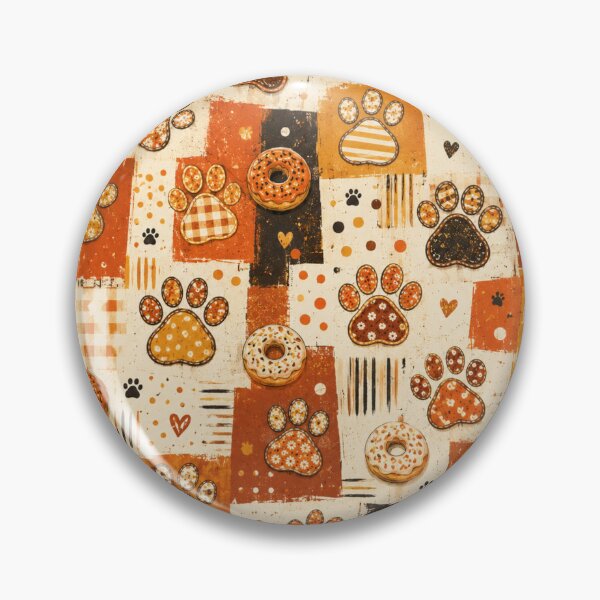 Item preview, Cute Paw Print Donut Pattern Warm Autumn Colors designed and sold by Mindworx21.