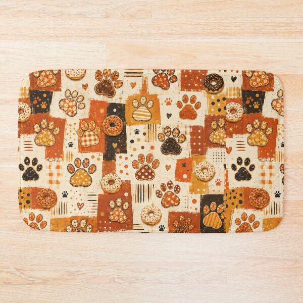 Item preview, Cute Paw Print Donut Pattern Warm Autumn Colors designed and sold by Mindworx21.