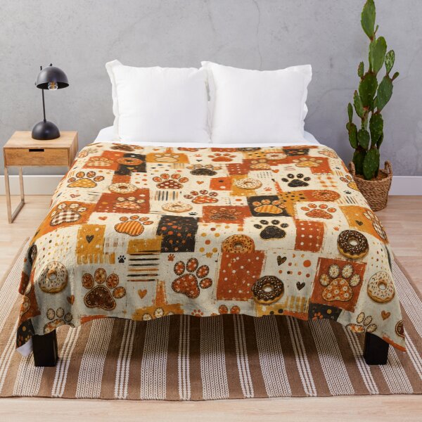 Item preview, Cute Paw Print Donut Pattern Warm Autumn Colors designed and sold by Mindworx21.