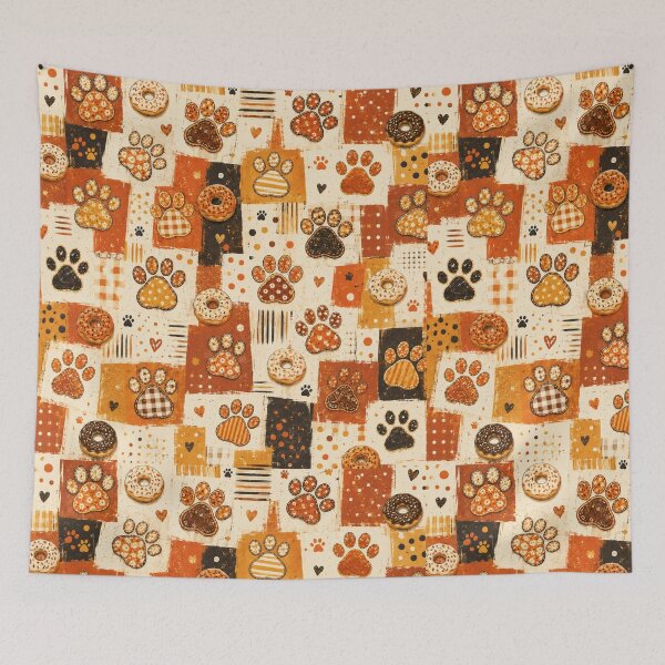 Item preview, Cute Paw Print Donut Pattern Warm Autumn Colors designed and sold by Mindworx21.
