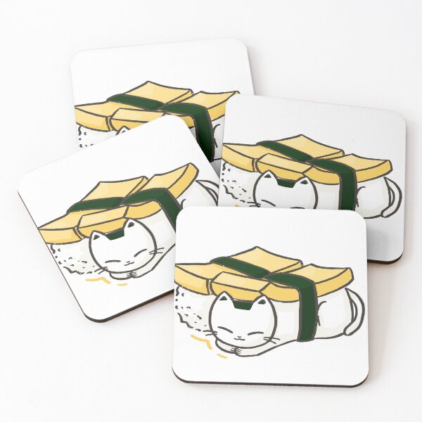 Item preview, Cute Kawaii Japanese Tamago Egg Sushi Cat designed and sold by Sleepy-Town.