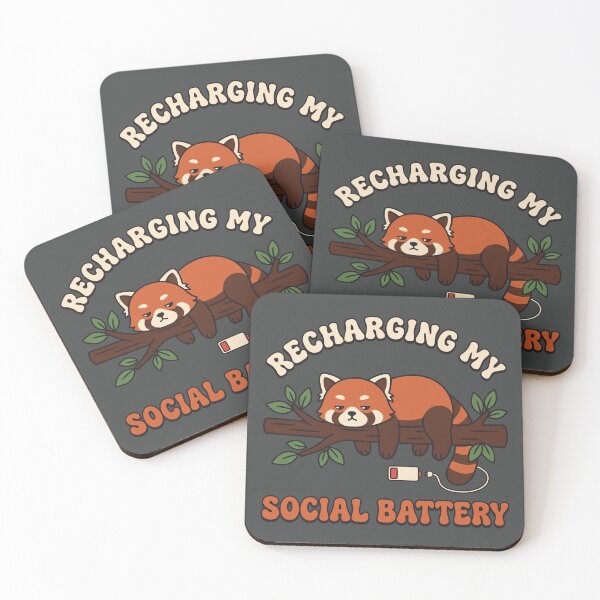 Item preview, Funny Red Panda Social Battery Low designed and sold by DigitalGlade.