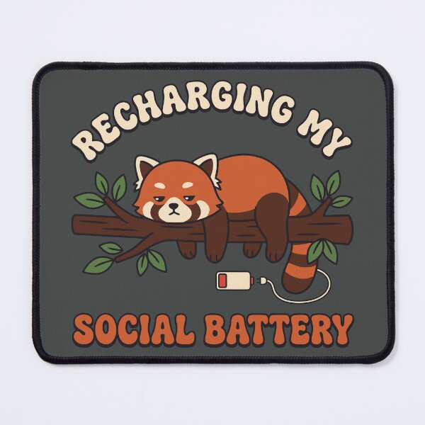 Item preview, Funny Red Panda Social Battery Low designed and sold by DigitalGlade.