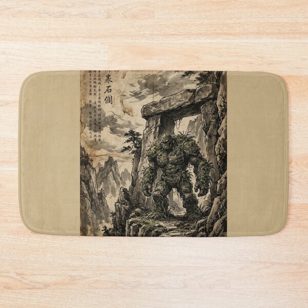 Item preview, The Stone Guardian of the Ancient Pass Sumi-e Ink Wash designed and sold by DuckOddity.