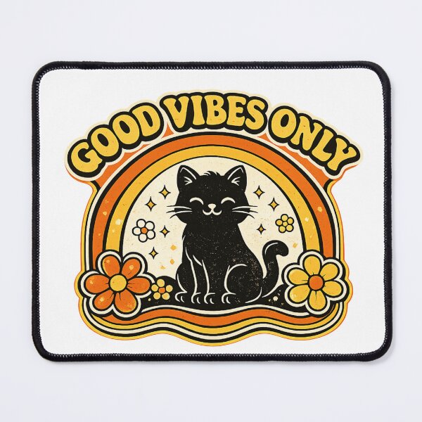 Item preview, Good Vibes Only Groovy Retro Cat Shirt 70s Rainbow Aesthetic Tee Cat Lover Gift Vintage Flower Power Shirt designed and sold by Moonveil_Studio.