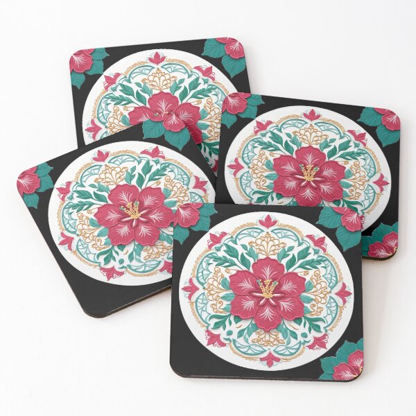 Item preview, Hibiscus Folk Embroidery Mandala Clipart Collection 9 designed and sold by PlayPlearnZone.
