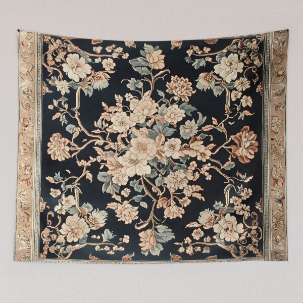 Item preview, Chinese Silk Floral Rug | Vintage Oriental Peony Carpet Pattern designed and sold by GrinGalore.