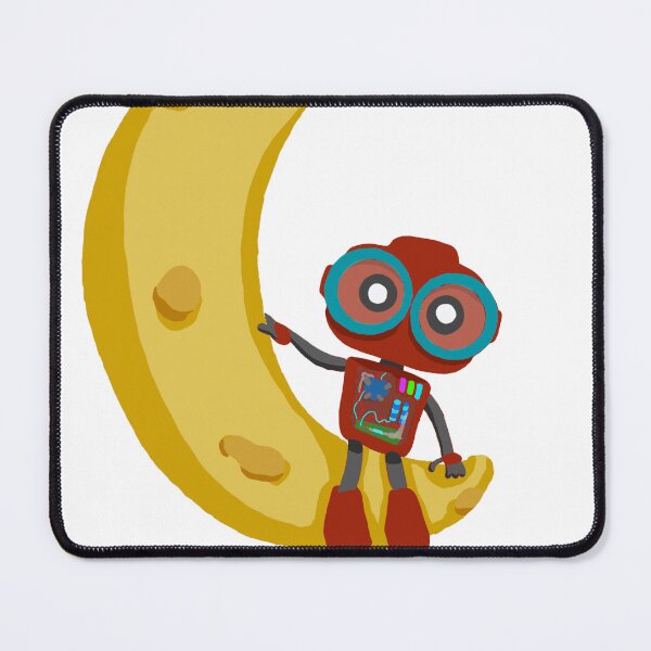 Item preview, Cute Robot Sitting on Crescent Moon – Original Space Cartoon designed and sold by Bob Verso Studio.