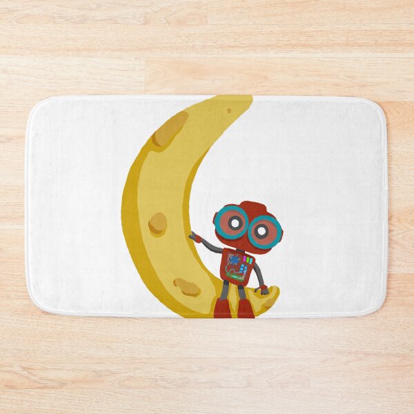 Item preview, Cute Robot Sitting on Crescent Moon – Original Space Cartoon designed and sold by Bob Verso Studio.