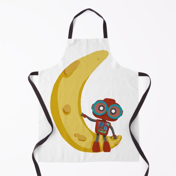 Item preview, Cute Robot Sitting on Crescent Moon – Original Space Cartoon designed and sold by Bob Verso Studio.