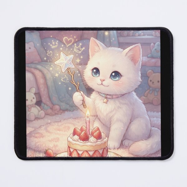 Item preview, Cozy Birthday Celebration with Magic Kitten - Nursery Art designed and sold by Fatomfatom.