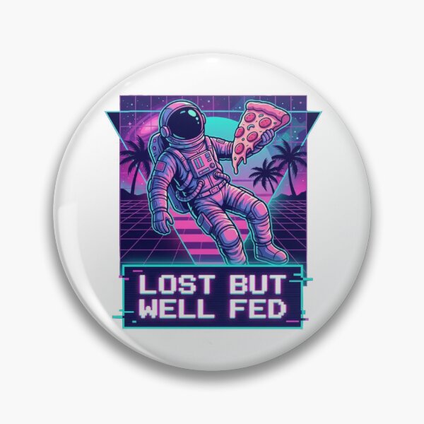 Item preview, Lost But Well Fed Funny Astronaut Pizza Retro T-Shirt Design designed and sold by Evv_u.
