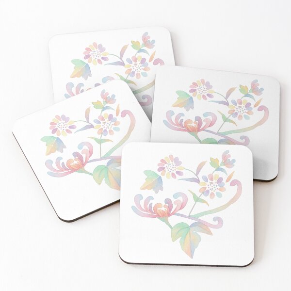 Item preview, Korean Traditional Pastel Floral Vine Watercolor Pattern designed and sold by Yiruda-Art.